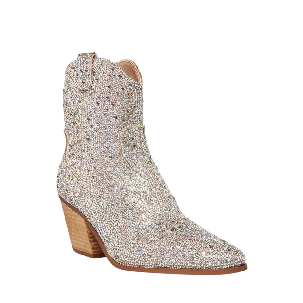 Betsey Johnson Sparkling Silver Ankle Booties